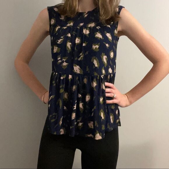 Juicy Couture Layered Babydoll Floral Top | Color Navy Blue | Size S | EUC - Picture 2 of 9